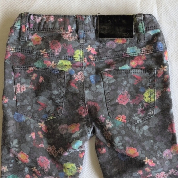 mexx floral print gray straight leg denim jeans 24-30 months baby toddler girls - Picture 8 of 9